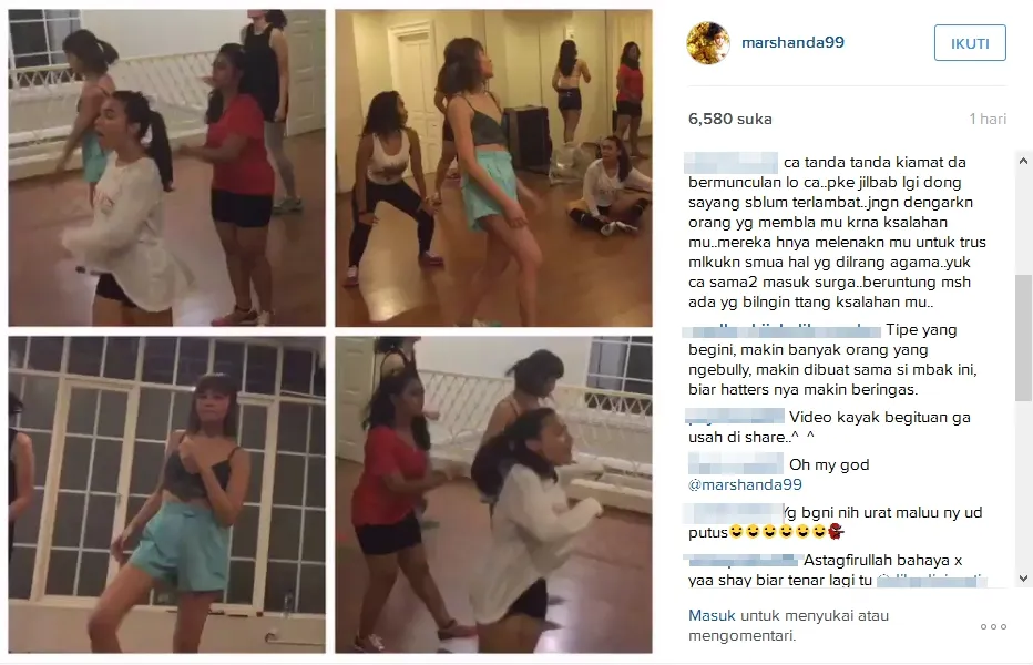 Marshanda kebanjiran komentar pedas karena postingan dance hot-nya. / ©instagram.com/marshanda99
