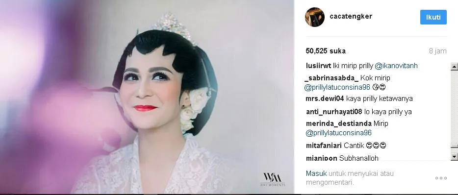 Caca Tengker dibilang mirip Prilly oleh natizen © Instagram.com/cacatengker
