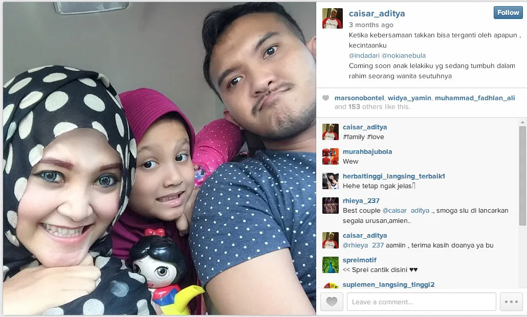 Istri Caisar, Indaari Midrayanti tengah hamil 9 bulan. ©instagram Caisar