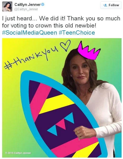 Caitlyn Jenner jadi Queen of Social Media © twitter.com/Caitlyn_Jenner