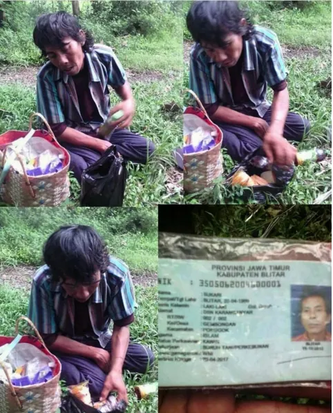 Bapak Sukari, pria yang berjalan selama 3 hari dari Blitar ke Tulungagung demi bertemu anaknya © instagram.com/cakbudi_