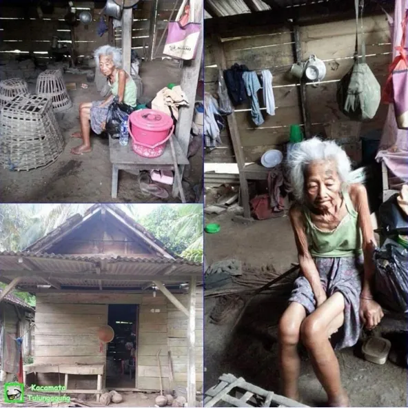 Mbah Sukinah, nenek berusia 90 tahun yang tinggal sebatang kara © instagram.com/cakbudi_