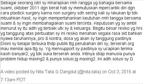 Screencaps caption postingan Nita Thalia. ©instagram.com/nita.talia
