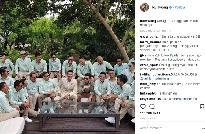 Unggahan Baim tentang seragamnya yang ketinggal. (instagram.com/baimwong)