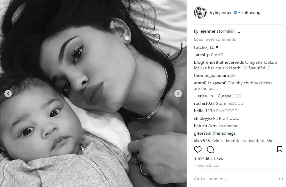 Sudah mulai mengajari baby girl ber-duck face, Ky? © instagram.com/kyliejenner