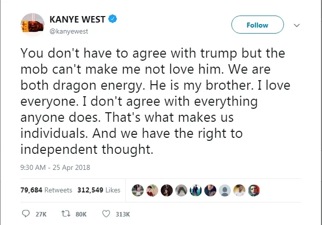 Cuitan kontroversial Kanye. (Cr: twitter.com/KanyeWest)