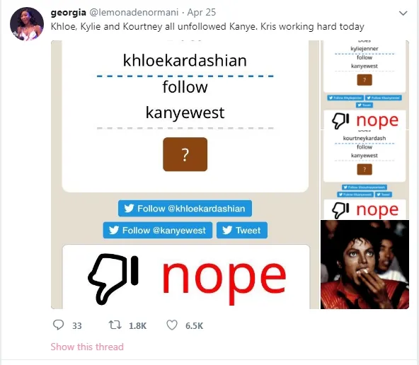 Kardashian Sisters sudah unfollow nih. (Cr: twitter.com/lemonadenormani)
