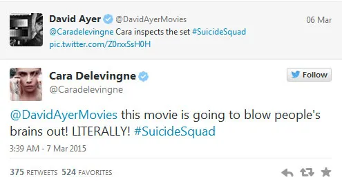 Cara Delevingne sebut SUICIDE SQUAD bisa meledakkan otak © Twitter/Cara Delevingne