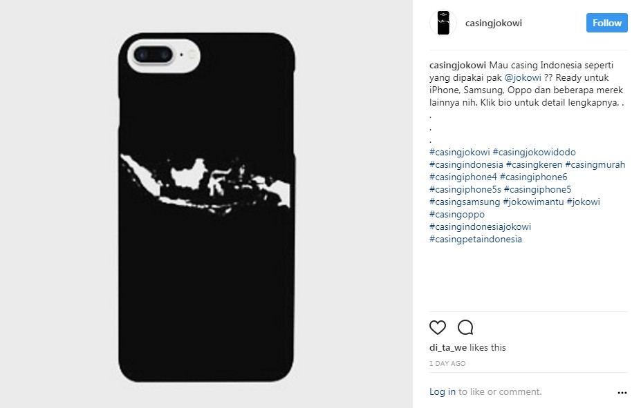 Casing Bergambar Kepulauan NKRI © Instagram @casingjokowi