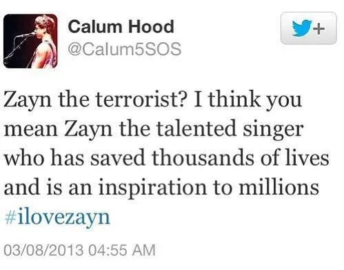 Dukungan untuk Zayn Malik @foto: twitter.com/Calumhood