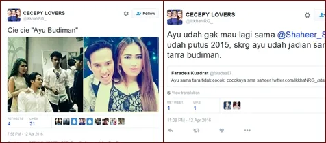 Ayu dan Tarra sudah jadian? © Twitter/‏@IkkhaNRG