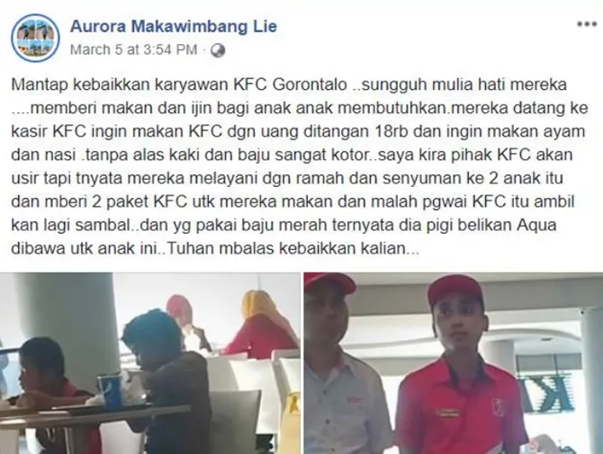 Kedua bocah makan dengan lahapnya (credit: Facebook / Aurora Makawimbang Lie)