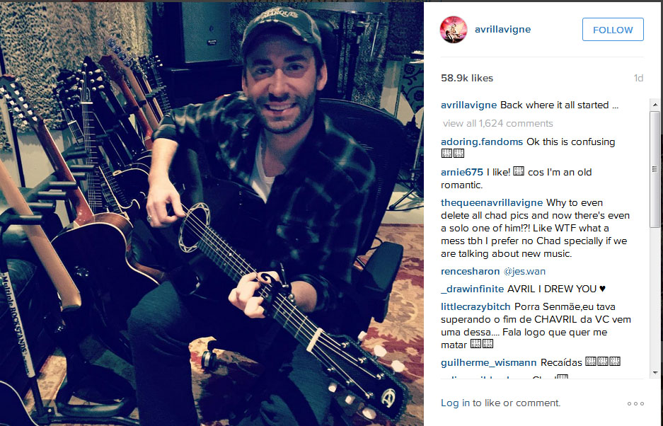 Chad Kroeger dalam Instagram milik Avril Lavigne © Instagram.com/AvrilLavigne