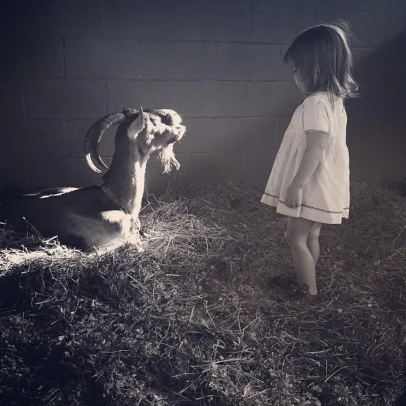 Foto putri Channing Tatum dengan kambing peliharaan yang sudah mati © instagram.com/channingtatum