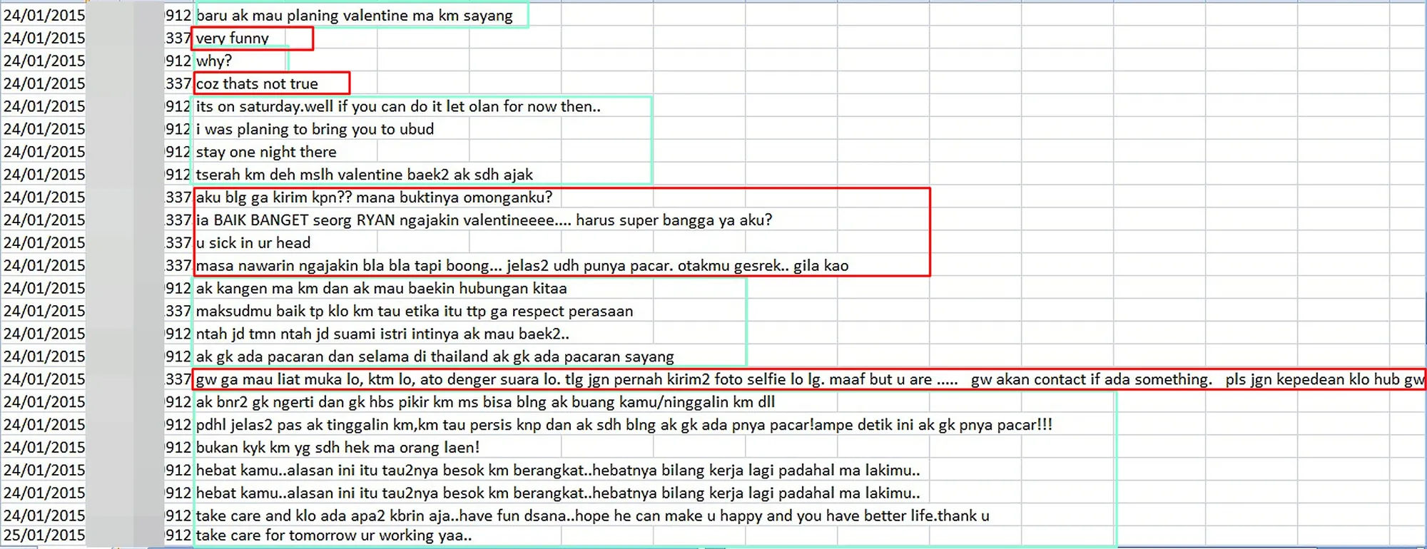 Chatting Ryan mantan kekasih Nikita (box biru) dan Vanessa (box merah). ©istimewa