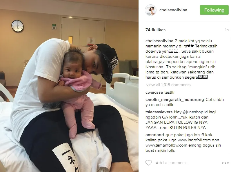 Chelsea bantah sakitnya karena diet ©instagram/chelseaoliviaa