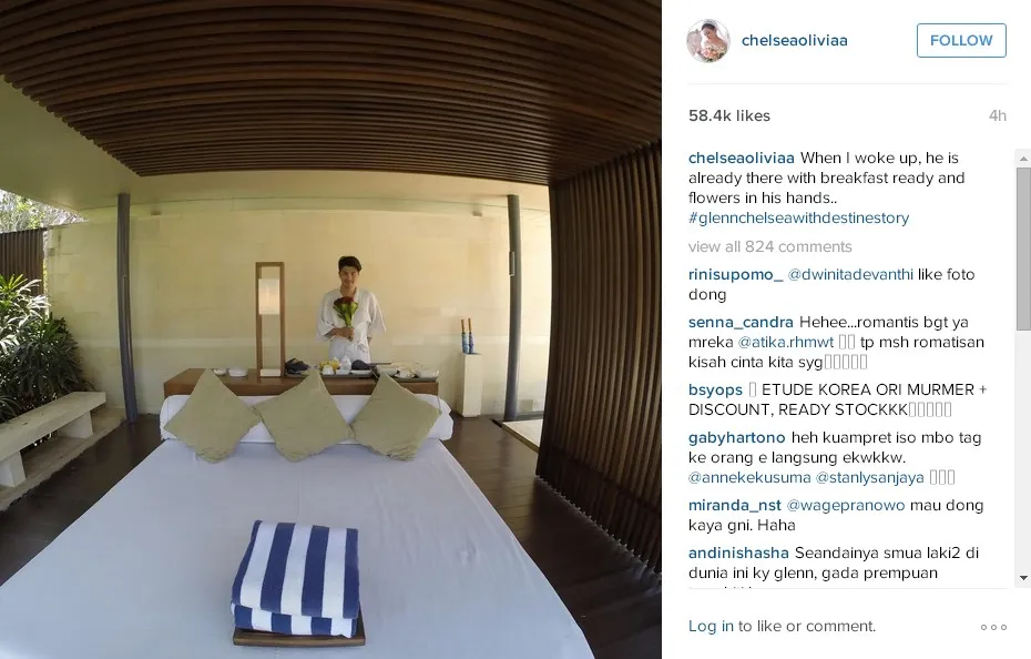 Kejutan manis dari Glenn untuk Chelsea © instagram.com/chelseaoliviaa