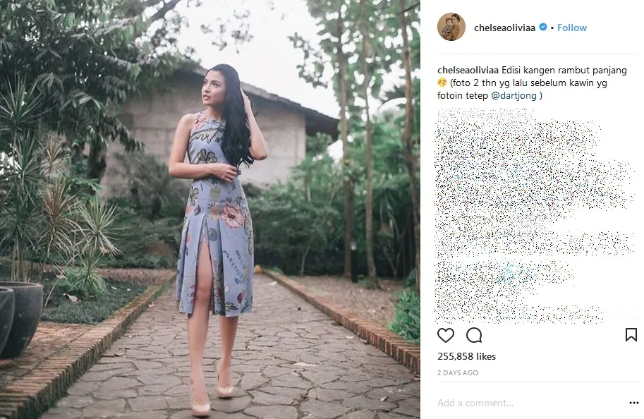 Chelsea Olivia pamerkan foto masa belum menikah dan memiliki rambut panjang. /©instagram.com/chelseaoliviaa