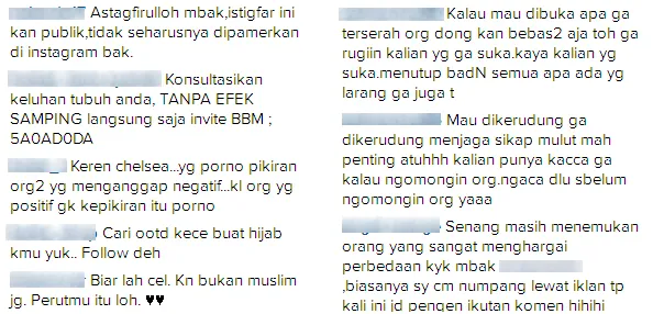 Komentar netizen mengenai foto Chelsea © Instagram/chelseaoliviaa