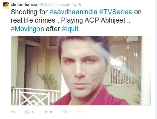 Chetan sudah move on dari Jodha Akbar. @twitter/chetanhansraj
