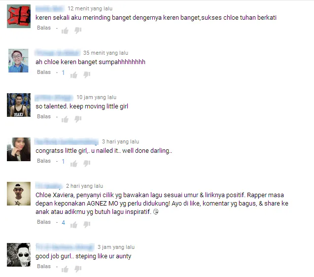 Komentar netizen tentang klip Chloe © Youtube/ChloeXaviera