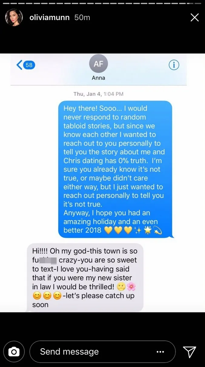 Olivia beri konfirmasi lewat Insta story. Credit: instagram.com/oliviamunn