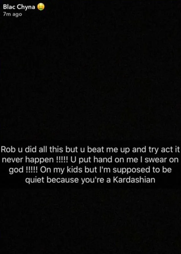 Pengakuan dan tanggapan Blac atas postingan Rob di Instagram © Blac's Snapchat