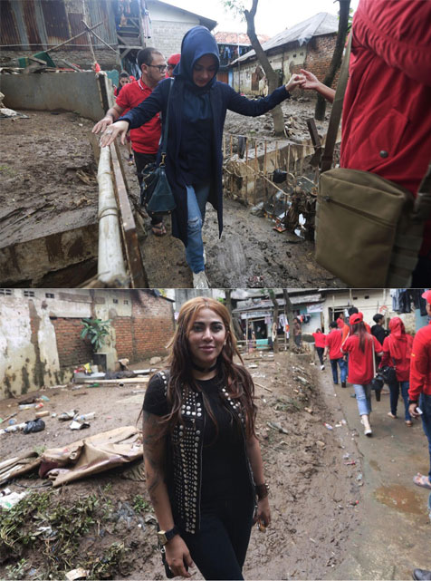 Sederetan seleb ikut terjun ke lokasi banjir untuk membantu para korban. ©KapanLagi.com/Mathias Purwanto