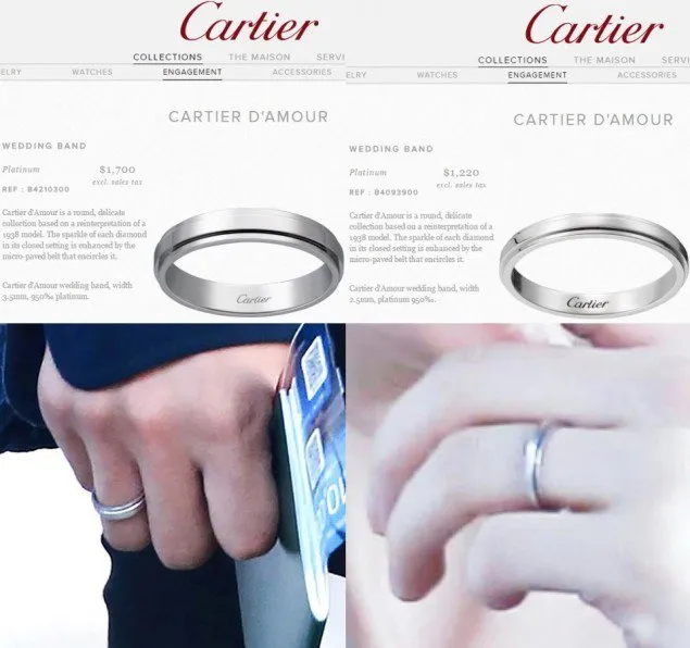 Screen caps saat Kai dan Krystal mengenakan cincin yang terlihat mirip. ©allkpop.com