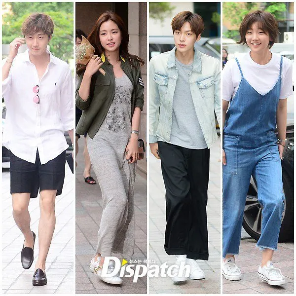 Jung Il Woo, Na Eun A Pink, Ahn Jae Hyun, dan Park So Dam saat merayakan akhir syuting. ©Dispatch.co.kr