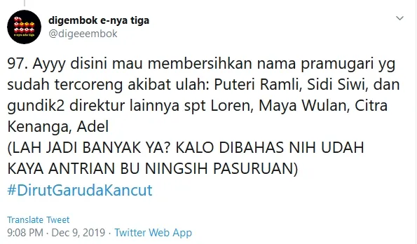 Postingan akun @digeeembok di Twitter tentang Loren © twitter/digeeembok