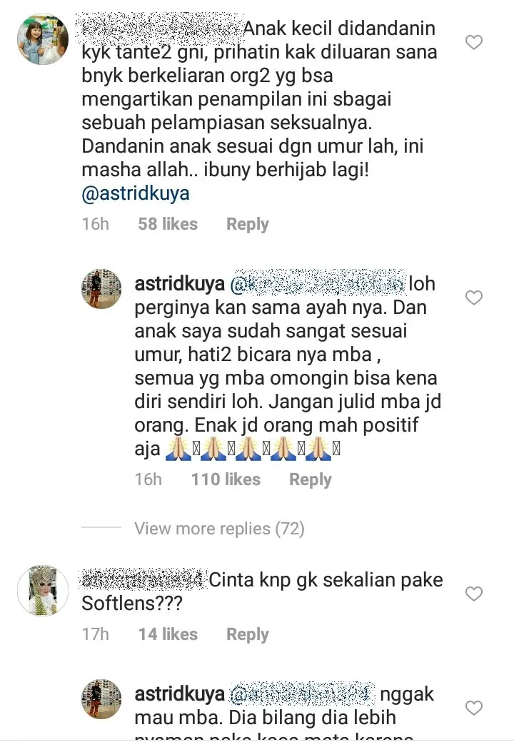 Astrid membela penampilan Cinta ©instagram/astridkuya