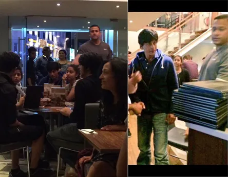 Shahrukh, Aryan dan Suhana makan es krim bareng. @Pinkvilla