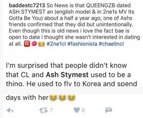 Fans Internasional sudah tahu lama soal hubungan CL dan Ash? © Istimewa