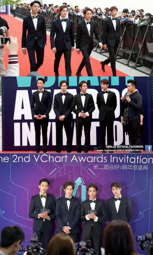CN Blue hadiri red carpet Yinyue V-Chart Awards 2014 foto via Soompi