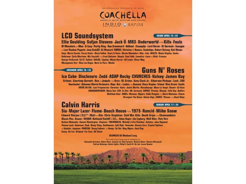 Lineup Coachella 2016 © Coachella.com