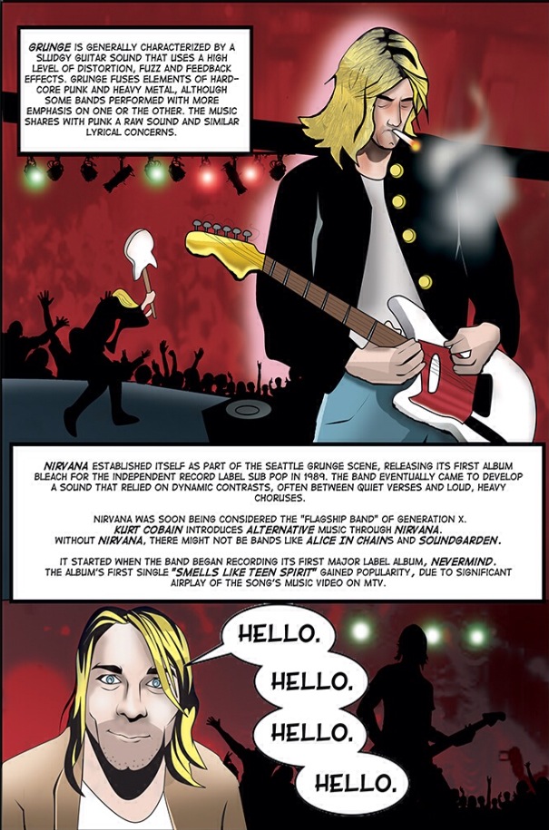 Cuplikan komik Kurt Cobain @bluewaterprod.com