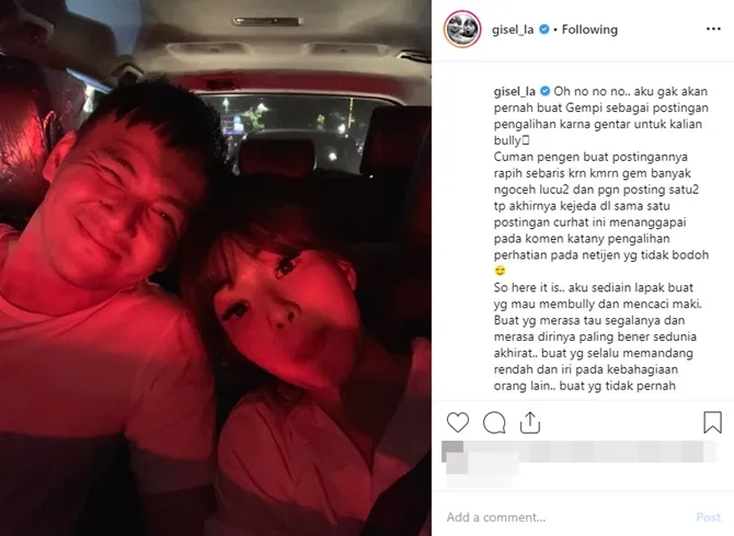 Gisella Anastasia dan Wijaya Saputra (credit: instagram.com/gisel_la)