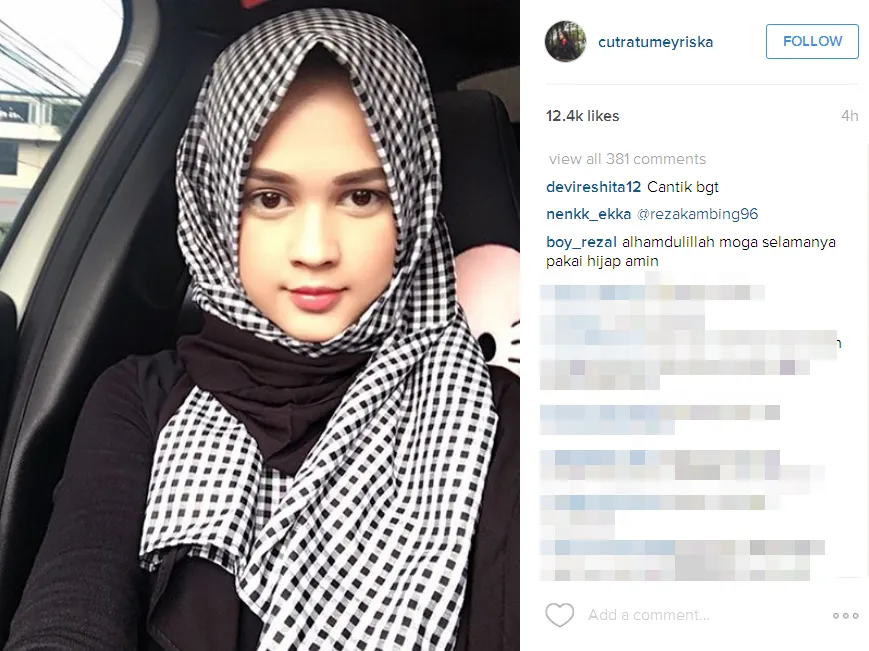 Cut Meyriska terlihat cantik dengan kerudungnya © Instagram.com/cutratumeyriska