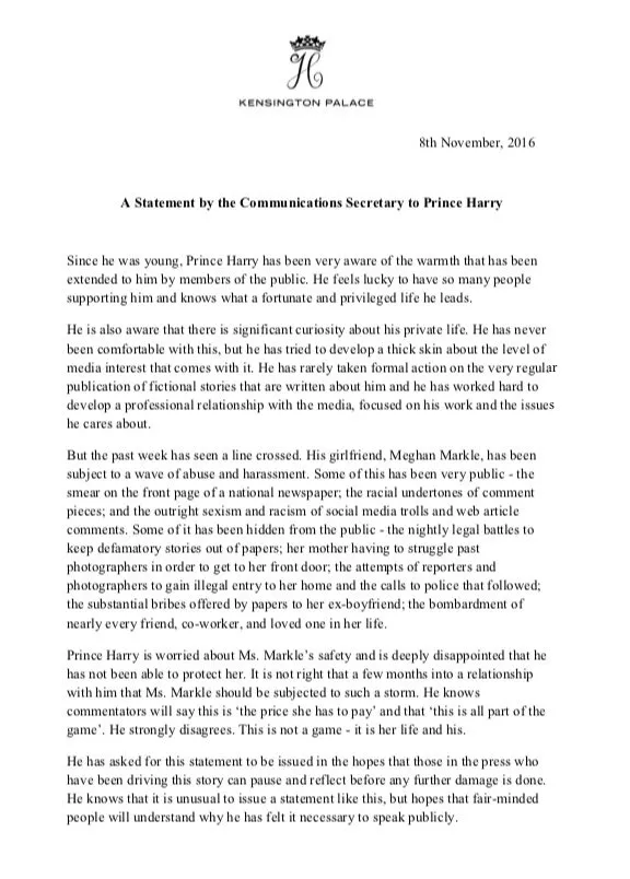 Statement resmi pihak kerajaan © Twitter.com/kensingtonroyal