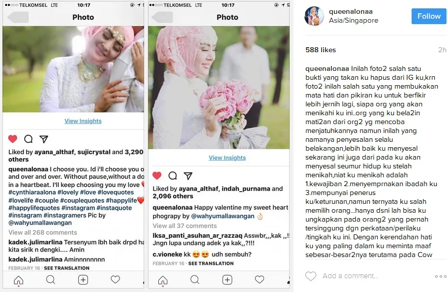 Alona mengumumkan pembatalan pernikahannya ©queenalonaa
