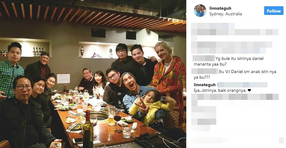 Daniel Mananta dinner bareng anak istri dan Mario Teguh ©instagram/linnateguh