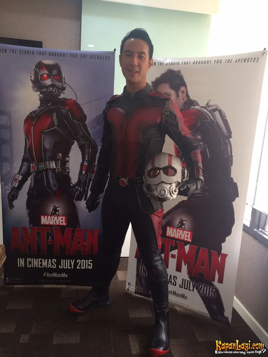 Daniel Mananta dengan kostum Ant-Man. Ayo yang cewek, makin jatuh cinta? © KapanLagi.com®/Nuzulul Rakhmah