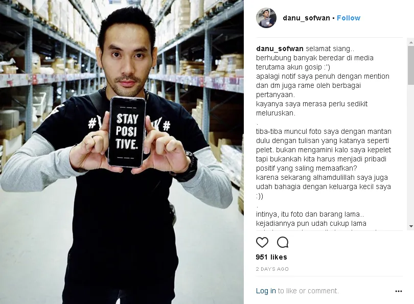 Danu buka suara soal foto dirinya yang tersebar di media sosial © instagram.com/danu_sofwan