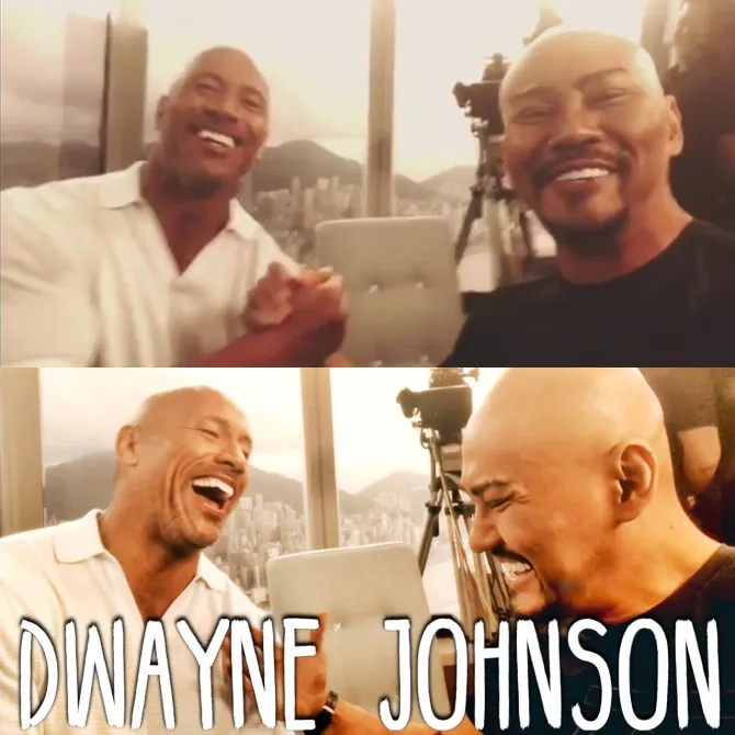 Deddy Corbuzier bersama Dwayne Johnson © YouTube: Deddy Corbuzier