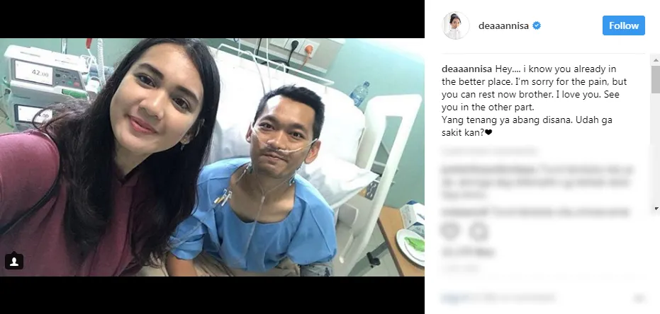 Sang almarhum diceritakan sempat beberapa kali dirawat di Rumah Sakit / Credit: instagram.com/deaaannisa