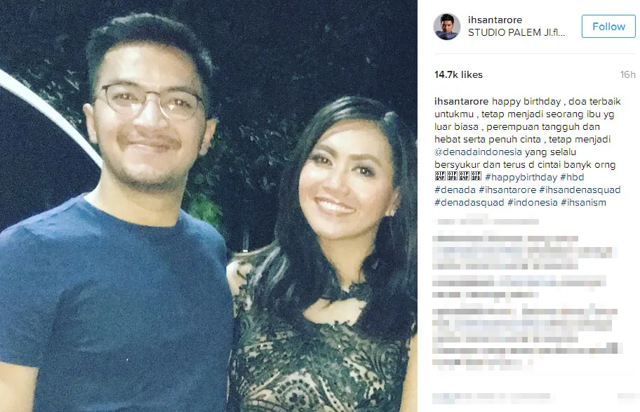 Ihsan Tarore beri doa khusus di hari ulang tahun Denada © Instagram.com/ihsantarore