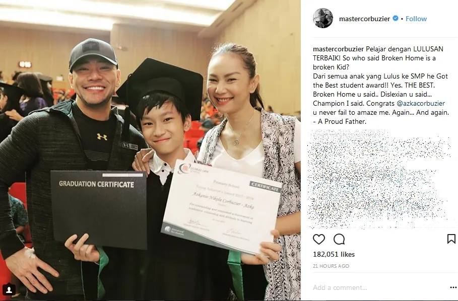 Deddy dan Kalina datang ke acara wisuda Azka bersama-sama ©instagram/mastercorbuzier