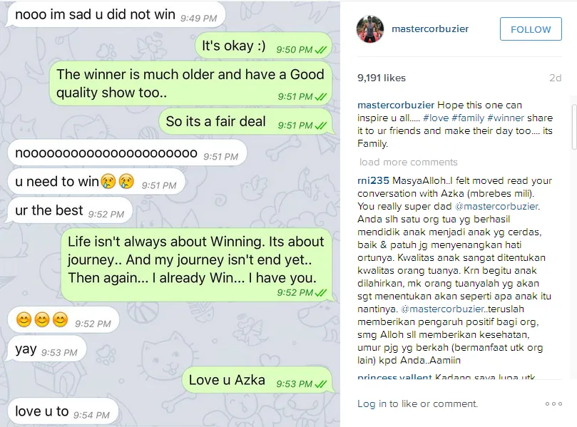 Percakapan hangat Deddy dan Azka © Instagram/mastercorbuzier