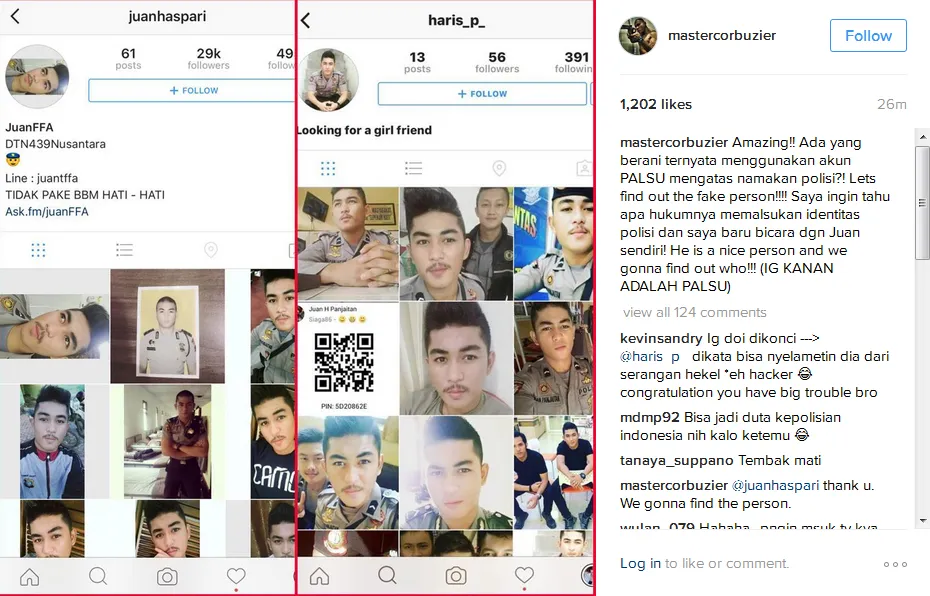 Ternyata ada yang berani memalsukan akun Juan © Instagram/mastercorbuzier